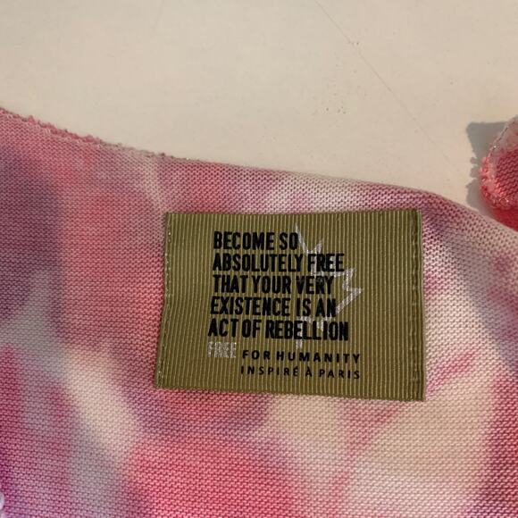 Free for Humanity Shirt Womens OS One Size Metallic Short Sleeve Tie Dye V Neck - Picture 8 of 11